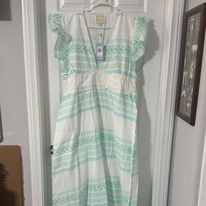 Sail to Sable White and Mint Maxi Dress